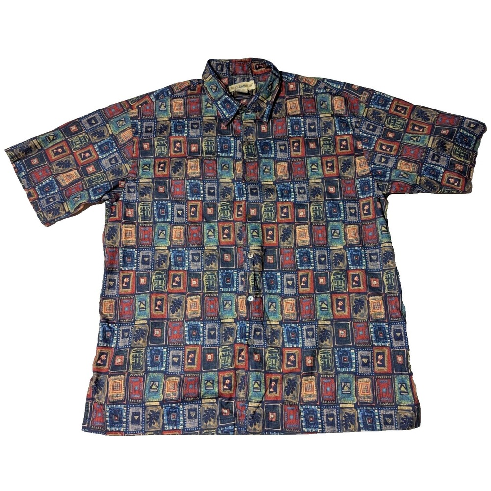 VTG TRAVELSMITH X TORI RICHARD Cotton Lawn Men Large Blue AOP Shirt Made In‎ USA